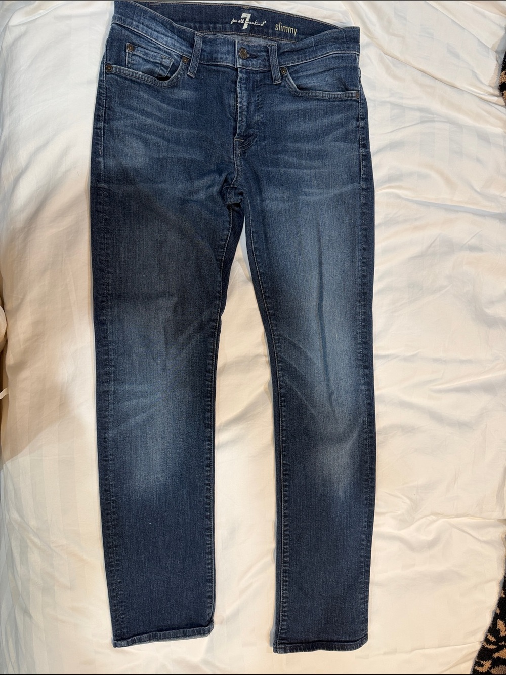 7 For All Mankind Men’s Slim Straight Jeans - Dark Blue Wash